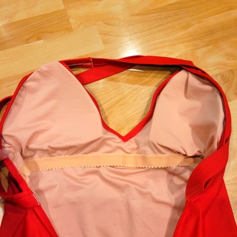 J. Crew Red One-Piece V-neck Full Coverage Swimsuit Size 16 DD - Picture 6 of 9